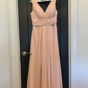 Bill Levkoff blush bridesmaid dress